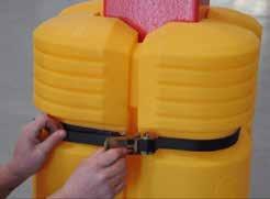 The shock-absorbing assembly installs easily and cushions columns,