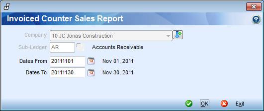 Invoiced Counter Sales Report Inventory -> Counter Sales -> Invoiced Counter Sales Report Invoiced Counter Sales Report This sales report will show for a specified date range