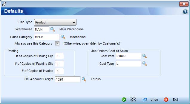 Defaults Button Inventory -> Counter Sales -> Counter Sales Profile ~ Defaults Button Defaults Button The Defaults button allows you to select your most common rules for processing counter sales.