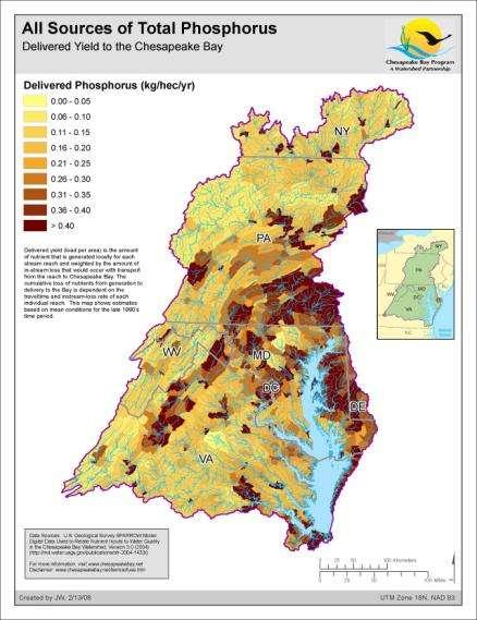 Watershed Conditions Geographical Extent of Nutrient Loads from Land Multiple