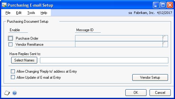 PART 3 COMPANY SETUP 8. Enter or select the message ID to use with the document type.