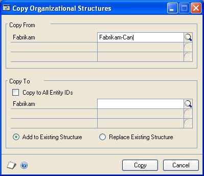 PART 5 ORGANIZATIONAL STRUCTURE 3. Choose the Copy Relationship button (or choose Extras >> Relationships >> Copy Relationships) to open the Copy Organizational Structures window.