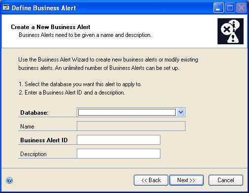 PART 6 BUSINESS ALERTS To modify an existing business alert, mark Modify Existing Alert and choose Next. Refer to Modifying a business alert on page 193 for more information.