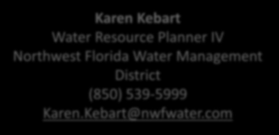 Resource Planning Northwest Florida Water Management District (850) 539-5999