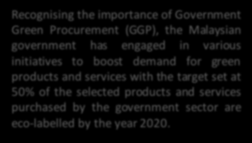 GOVERNMENT GREEN PROCUREMENT (GGP) Recognising theimportanceofgovernment Green Procurement