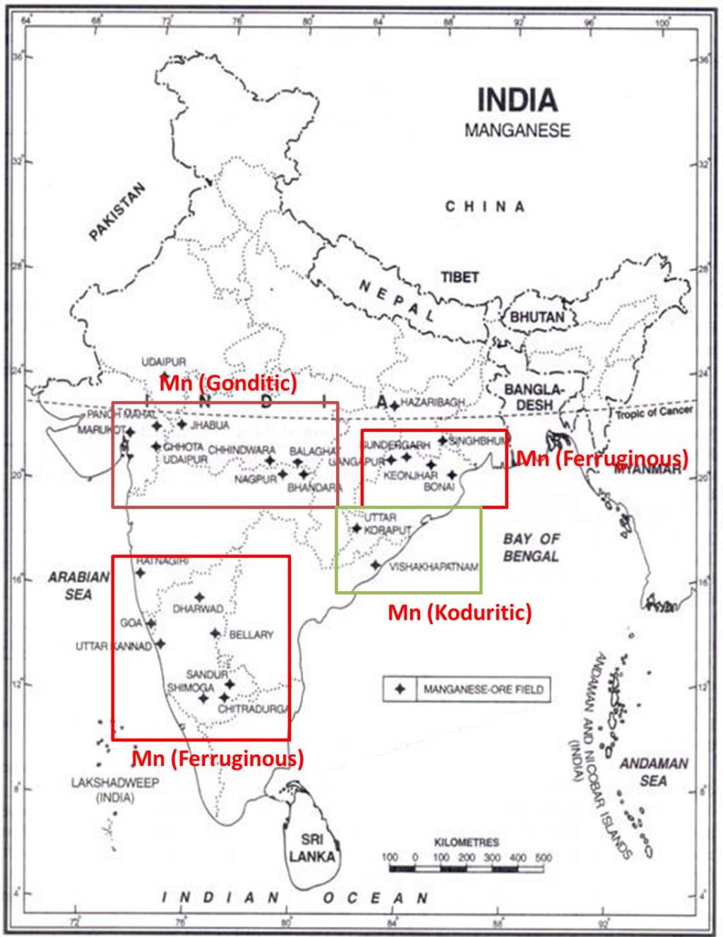 com/india- 2/production-and-distribution-of-manganese-in-india/19758 Goa 0 34873 34873 Jharkhand 3969 9711 13680 Karnataka 4908 89958 94866 Ferrugenous West Bengal 0 200 200 Odisha