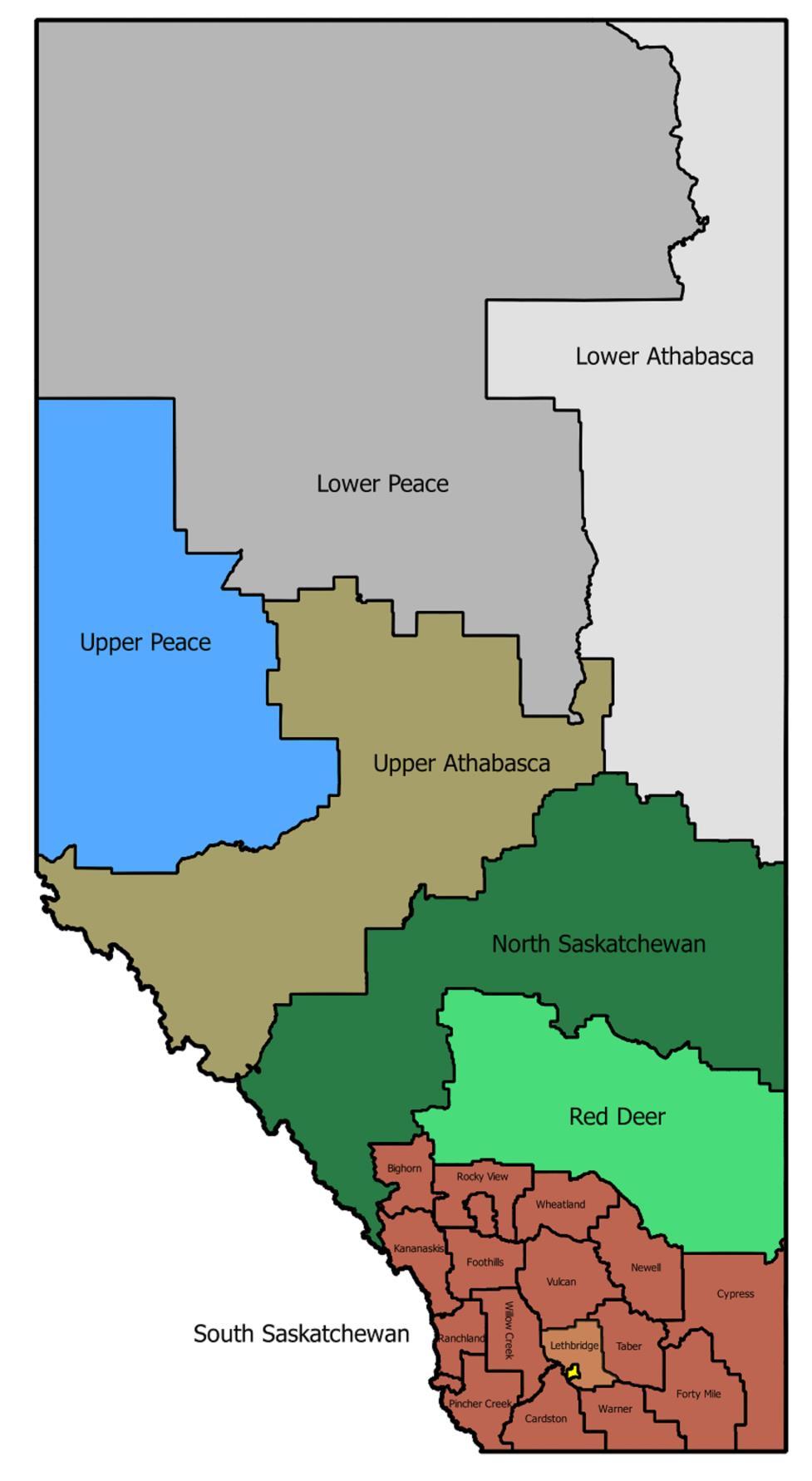 Figure 1: Alberta Land Use Regions & South