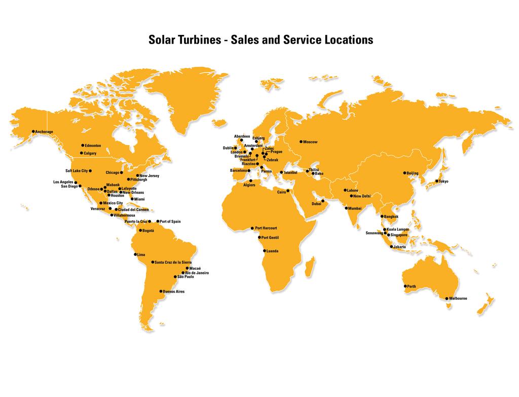 SERVICE THAT POWERS YOUR FUTURE The worldwide sales and service organization at Solar Turbines is dedicated to your success.
