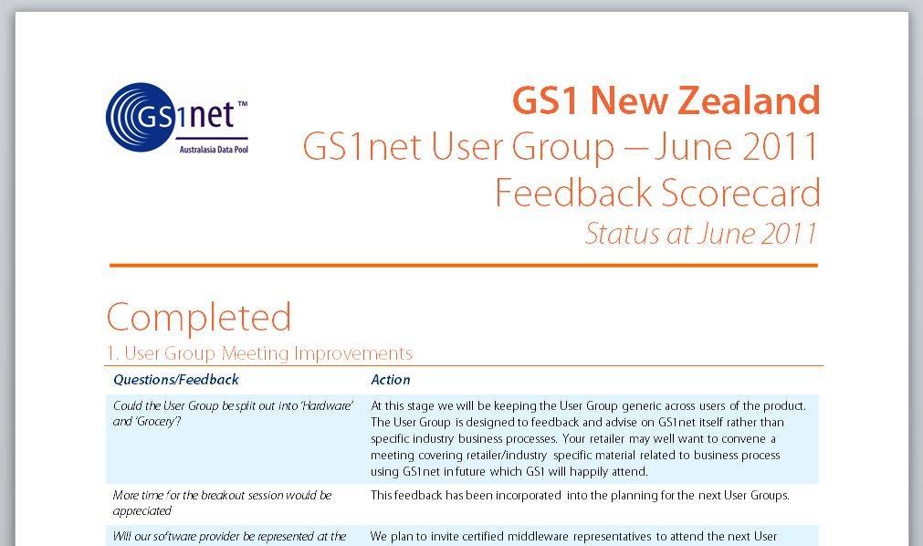 User Group Scorecard - Update Aim: To capture User Group feedback in one