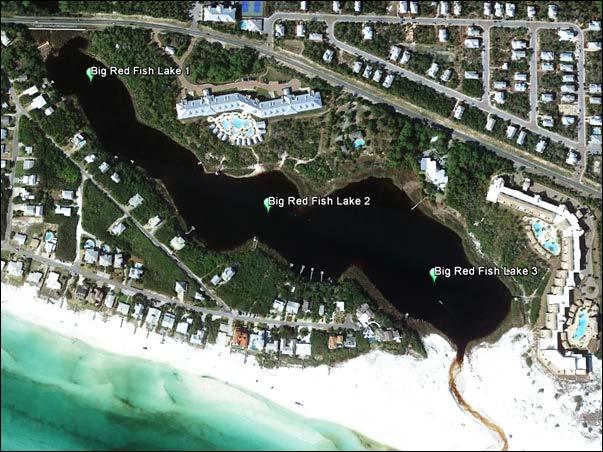 Big Red Fish Lake, Walton County Lake Description Outfall: present Watershed area: 119 hectares Lake surface area: 9.22 hectares Average depth: 1.