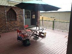 Decking is generally in a good condition. The framework is generally in a good condition. Front elevation.