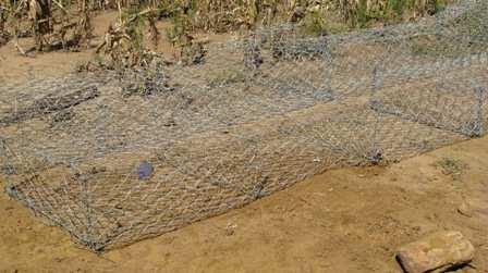 a 0.5mm thick P.V.C. thick coating if required). The gabion mesh wire diameter is 2.7mm, 3.4mm salvage wire, with 2.