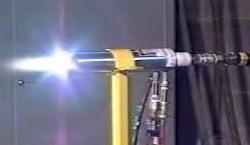 A plasma torch is a device which converts electrical energy into thermal energy by