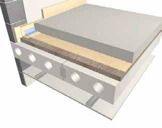 6.5.2 Design details: Separating floors Separating floors Concrete floor with screed and two resilient layers Earthwool Acoustic Floor Slab Plus Advantages Sf08 3 Resilient layers provide good