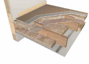 6.5.2 Design details: Separating floors Separating floors Timber frame floor with solid timber joists ( RD E-FT-2) Advantages 3 The resilient deep battens and Floorfoam Easy Edge Strip isolate the