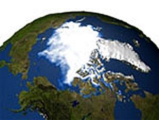 Ice melting Images from gathered from the Defense Meteorological Satellite Program of
