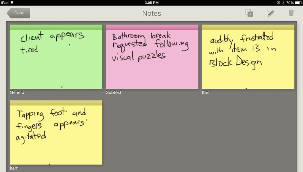 Tap the All Notes button to open up all of the notes recorded. After reviewing the notes, tap the Done button to return to the Results tab. These notes are also available on Central.