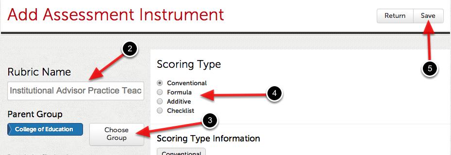 Instrument' button. 2. Enter a name for your assessment instrument. 3.