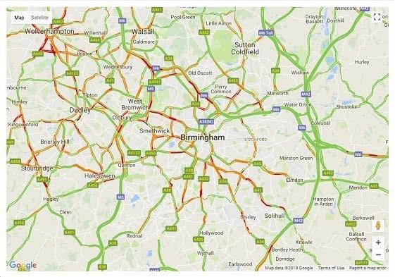 Initially the map will only show major roads, however, if you move your mouse over the map and scroll with your