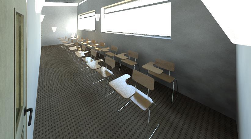 This image shows the seating in the small teaching space as well as the