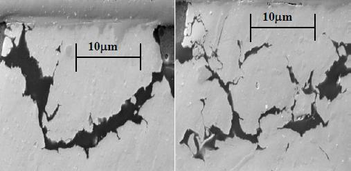 (c) (d) Figure 4.19 Failure regions at high magnification for 0.4mm pitch BGAs.
