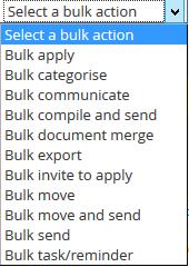 Bulk applicant actions Bulk actions overview What you need to do What you will see Bulk apply allows you to apply multiple applicants to a new job.