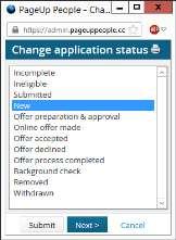 Changing application status What you need to do What you will see STEP 1: Manage applications From the right hand navigation menu, click Manage applications.