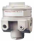 Type 79 High Flow Air Relays Features Balanced pintle High flow capacity Field serviceable Large port sizes available Air piloted or dome loaded 200 PSIG output Also available in a high relieving