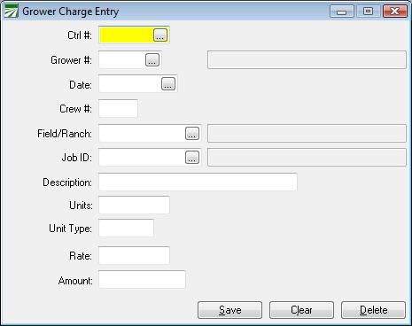 Grower Charge Entry In some cases you may need to bill the grower other charges in addition to the labor and overhead that is billed automatically.