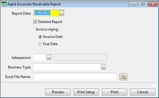 Aged Accounts Receivable Report The Aged Accounts Receivable Report is a complete listing of all outstanding balances on each customer.