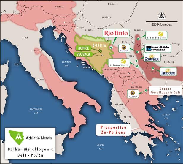 The Project comprises a historic open cut zinc/lead/barite and silver mine at Veovaca and Rupice, an advanced proximal deposit which exhibits exceptionally high grades of base and precious metals.
