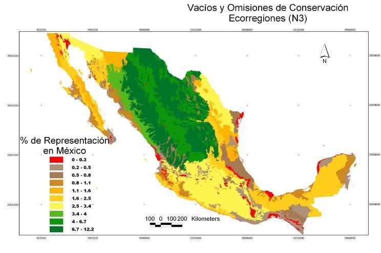Mexico s Gap Assessment 11 Ecoregions with no formal PA.