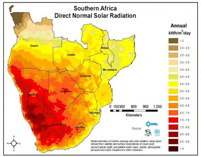 Renewable Energy Purchase programme introduced South Africa has abundant resources (especially for solar) Average solar radiation of about 2,300 kwh/m 2 /year Large