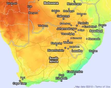 Very high solar irradiation in South Africa excellent for Solar Technologies Solar