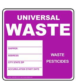 Universal Waste Pesticides Proper Handling Procedures Each universal waste pesticide container must be labeled or marked clearly with either: the label that was on or accompanied the product as sold