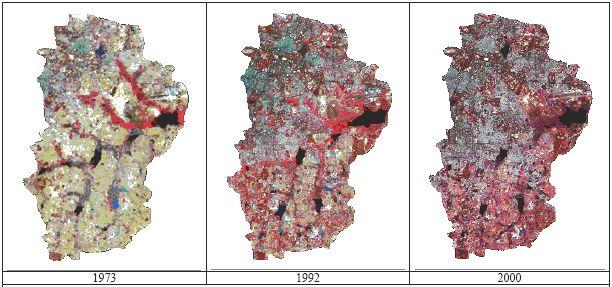 Figure 4 : False Colour Composites of Remote Sensing Data for the Bellandur Lake Catchment Area 4.