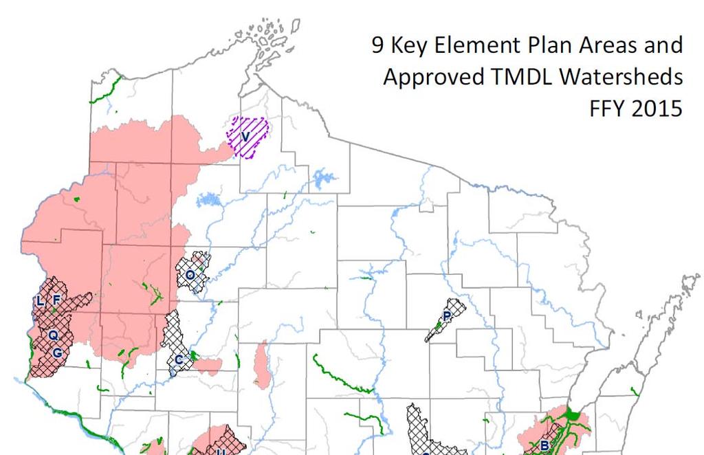 Pink = Approved TMDL watersheds