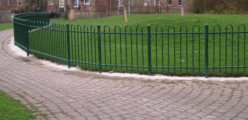 Bow Top Curved top steel fence design with hollow bar rails Perfect for a wide variety of applications, Tubular Bow Top