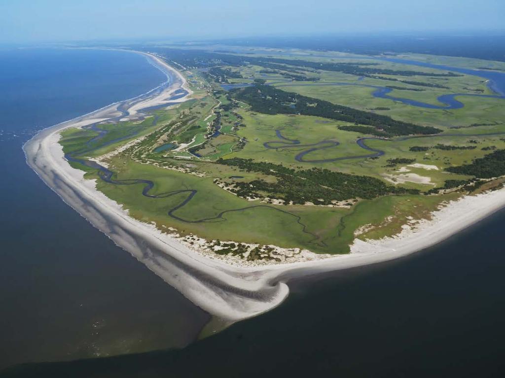 Kiawah Island ~10 miles of beach along a mostly eastwest configuration Stono Inlet to east, Captain Sams Inlet to west Most of