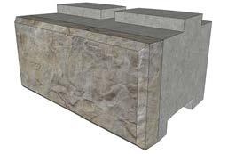 86 1865 Specialty / Custom Blocks Plinth Block 8-inch Capstone Wall Coverage Batter Front Face Dimensions Wall Coverage Batter Front
