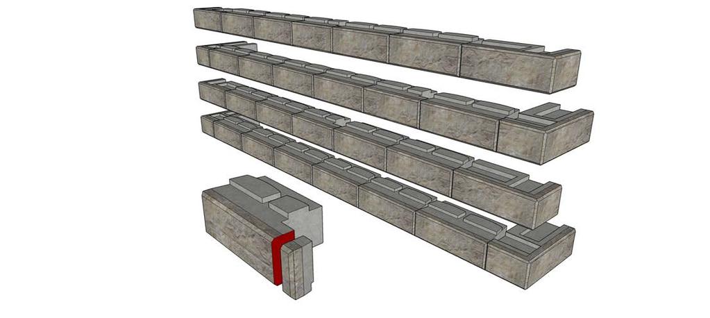 Double Outside 90-degree Corners When building a wall with a section that is terminated on each end with an outside 90-degree corner, start by placing the corners in their proper location and