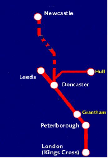 London Hull calling at Doncaster Second new entrant, Grand Central, running London -