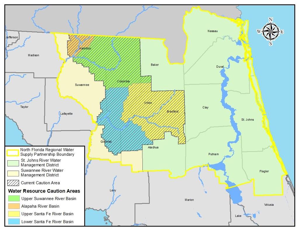 2015 Water Supply Assessment OVERVIEW OF INITIATIVES AND ACCOMPLISHMENTS Figure 2-1. North Florida Regional Water Supply Partnership Boundary with Water Resource Caution Areas Designated in 2011 2. 1.
