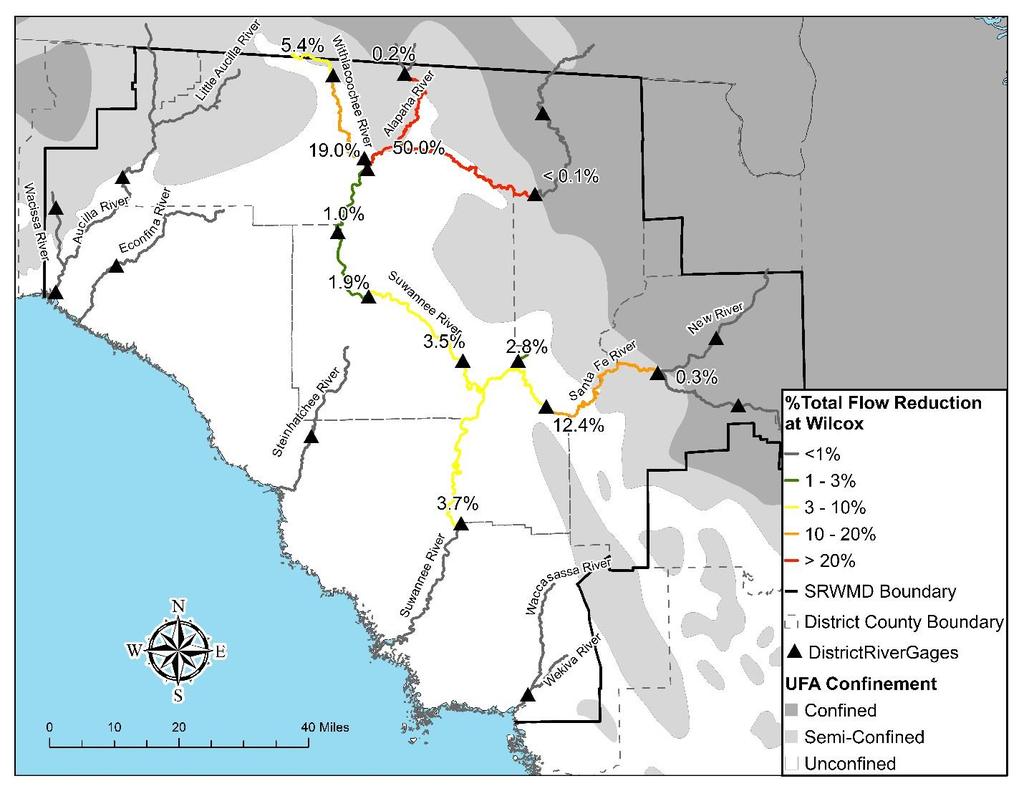 Water Supply Assessment (2015-2035) WATER RESOURCE MODELING AND IMPACT ASSESSMENT decreases in inflow along the Santa Fe River between the Worthington and Ft.