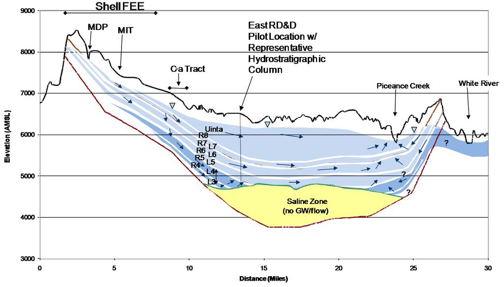 Cross Section- SW to NE Across East RDD Pilot 130 ft below dissolution surface, Nahcolitic