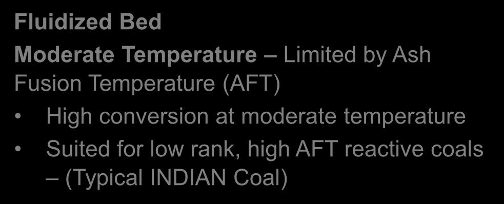 high AFT Indian coals (energy intensive) High capital intensity Slag