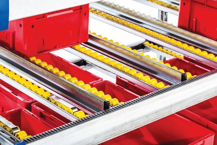 Order Picking Flow Systems in Use Euroroll's order picking flow systems are suitable for storing and picking a vast range of containers.