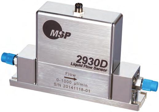FLOW SENSORS & CONTROLLERS MODEL 2930 LIQUID FLOW SENSOR An ideal companion for the PE vaporizers and model 2910 Multi-Function Controllers MSP offers several liquid flow sensors to cover a wide