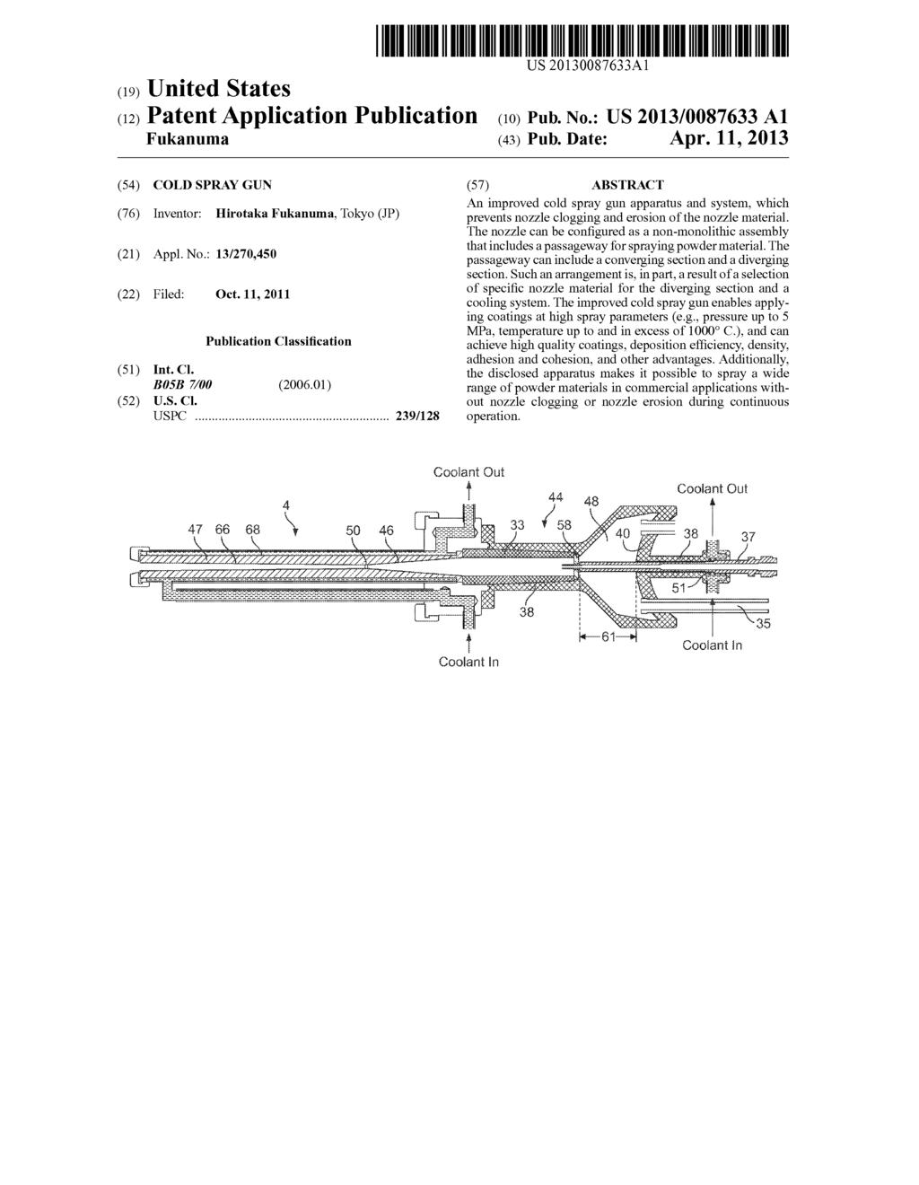 (19) United States US 2013 0087633A1 (12) Patent Application Publication (10) Pub. No.: US 2013/0087633 A1 Fukanuma (43) Pub. Date: Apr.