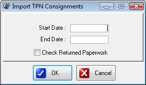 Import TPN Depot This option imports the consignments from the TPN Depot system that are for your depot codes (Set-up in parameters company) into the consignment file for this system to be invoiced.